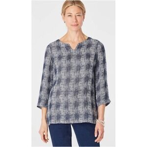 J.‎ Jill Pure Jill  Women's Gray, Blue Linen Blend Tunic Top Blouse Size L